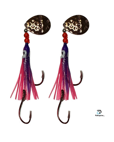 Salmon Tackle -Kokopros® Twin Packs Purple and Pink (2)- 4/0 Red Snells,