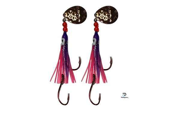 Salmon Tackle -Kokopros® Twin Packs Purple and Pink (2)- 4/0 Red Snells,