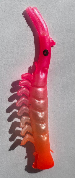 Shrimp - UV Micro Shrimp #08 - Pink and Orange with Nickel Spinner Blade