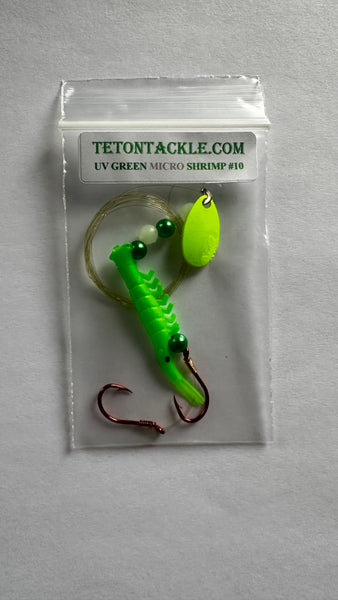 Shrimp - UV Micro Shrimp- #10- Bright Green with Chartreuse Spinner Blade