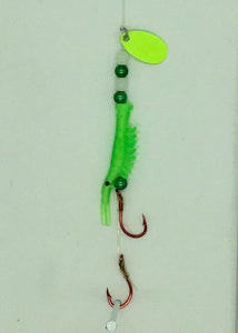 Shrimp - UV Micro Shrimp- #10- Bright Green with Chartreuse Spinner Blade
