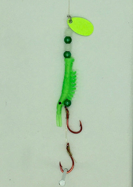 Shrimp - UV Micro Shrimp- #10- Bright Green with Chartreuse Spinner Blade