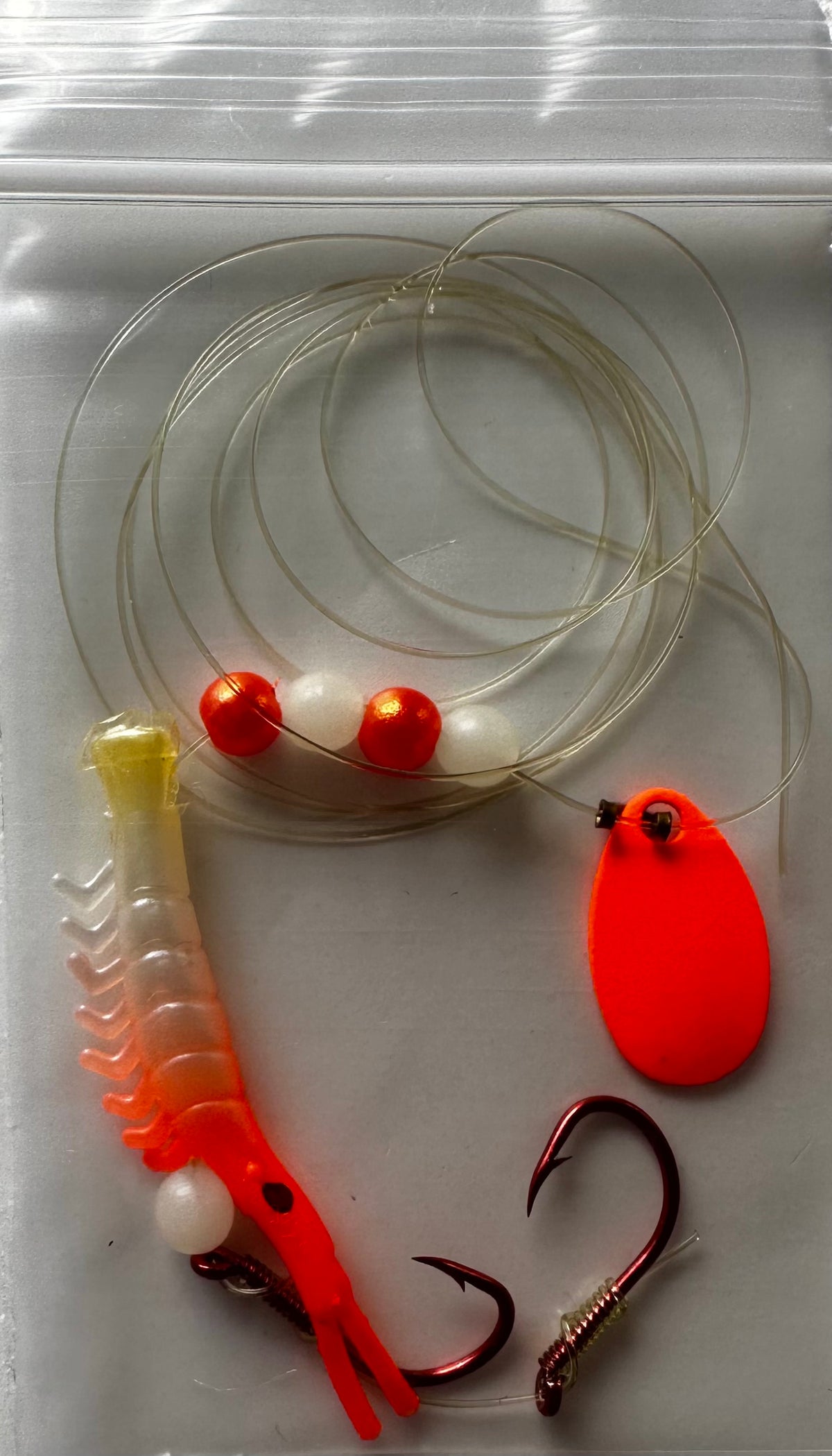 KOKOPROS® UV micro shrimp #9, orange and white, orange spinner blade, alternate view