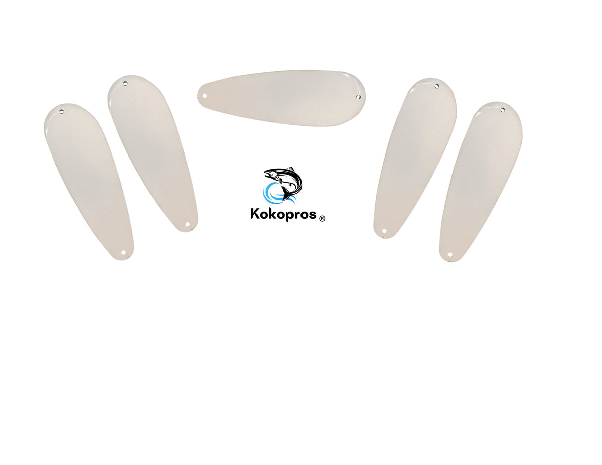 KOKOPROS® white powder-coated blank teardrop flashers, 5 1/2-inch, 5-pack