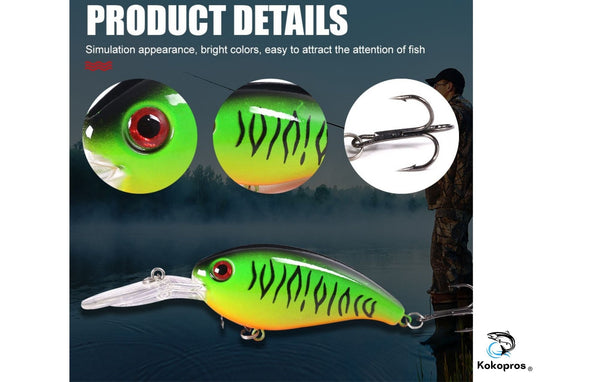 KOKOPROS®  10 cm Crankbait Fishing Lure Multicolor 18 Pack w/case