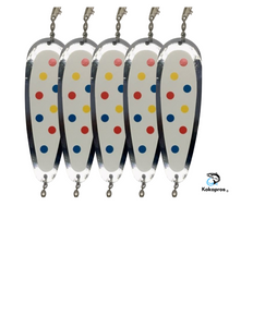 Dodger - KOKOPROS®     Finished Kokanee Salmon Wonder Teardrop Fishing Flasher, 5-1/2" Length, Chrome 5 Pack