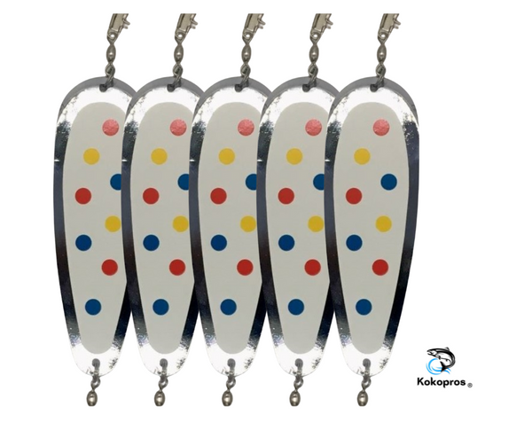 Dodger - KOKOPROS®     Finished Kokanee Salmon Wonder Teardrop Fishing Flasher, 5-1/2" Length, Chrome 5 Pack