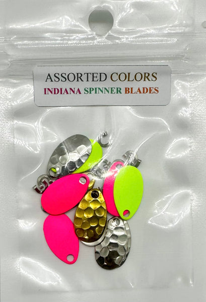 Spinner blade - 13 Assorted Color size #1 Indiana Spinner Blades & Size #1 Folded Clevis’
