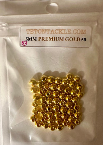Beads - 50- Premium Gold 5mm Beads ( adding this item won't raise your shipping cost)