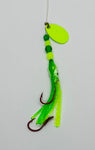 A+LUMINOUS Micro Hoochie #10 Green Chartreuse w/Chartreuse Spinner Blade