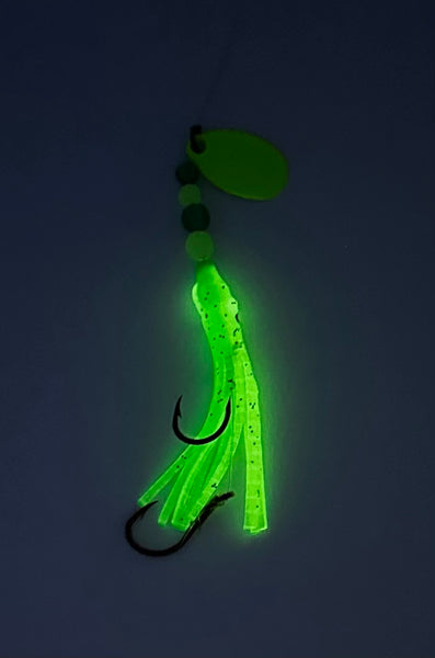 Micro Hoochie -Green Chartreuse #10 Luminous Micro Hoochie with Chartreuse Spinner Blade