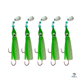 KOKOPROS® Green and White Luminous Octopus Hoochies 6 cm 5-Pack