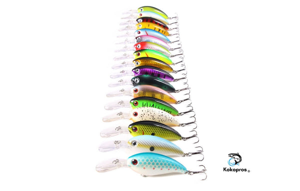 KOKOPROS®  10 cm Crankbait Fishing Lure Multicolor 18 Pack w/case