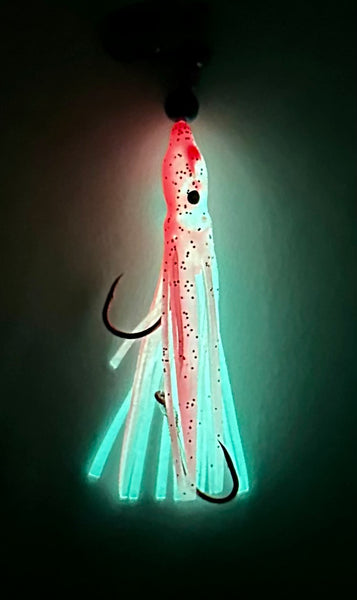 Hoochie - Pink and White #3 Luminous Octopus Hoochie with Nickel Spinner Blade - 6cm