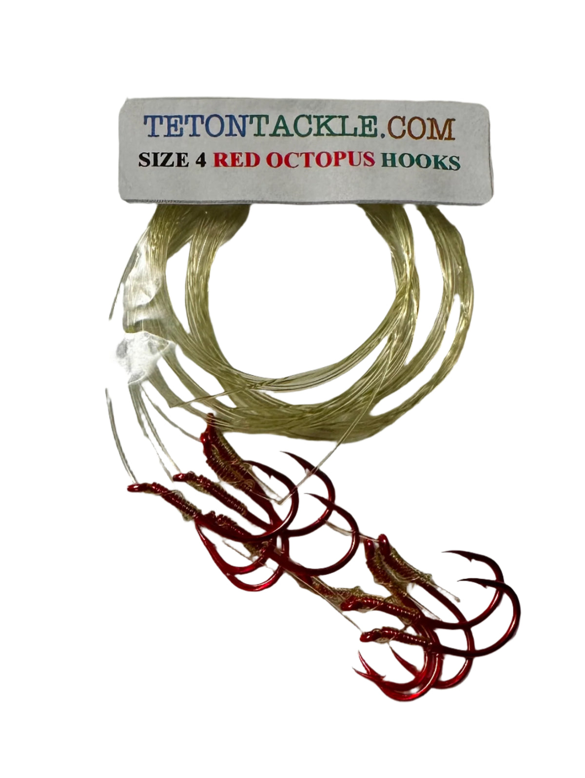 KOKOPROS® size 4 pre-tied red octopus hooks, 5-pack