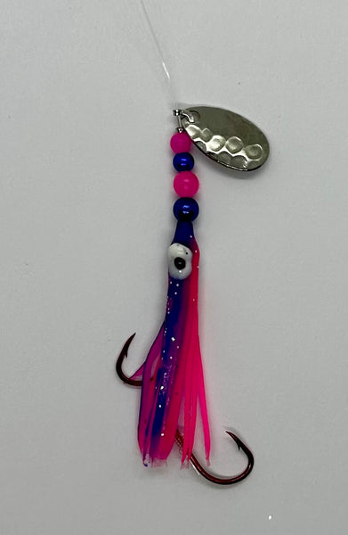 Micro Hoochie - Purple and Pink- # 9 Luminous Micro Hoochie with Nickel Spinner Blade