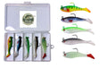KOKOPROS® multicolor pre-rigged soft lures, 5-pack with case, in the case