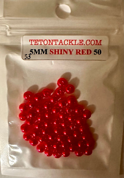Beads - 50- Premium Shiny Red 5mm Beads - Great colors for Trout and kokanee