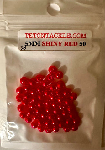 Beads - 50-Pack Premium Shiny Red 5mm Beads - Great colors for Trout and kokanee