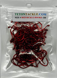 Size #4 Pre-Tied Red Sickle Hooks- 10 packs (adding this item likely won't change your shipping )