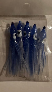 Squid skirts - 6cm Luminous Squid Skirts 5-pack- #9  Blue Magic (Great for Steelhead too!)