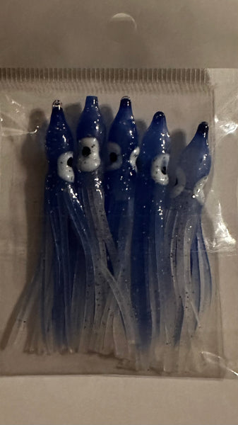 Squid skirts - 6cm Luminous Squid Skirts 5-pack- #9  Blue Magic (Great for Steelhead too!)