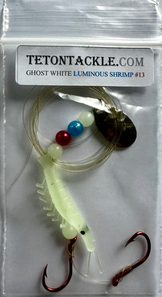 Shrimp - KOKOPROS Luminous  Micro Shrimp #13 Ghost White with Nickle Spinner Blade