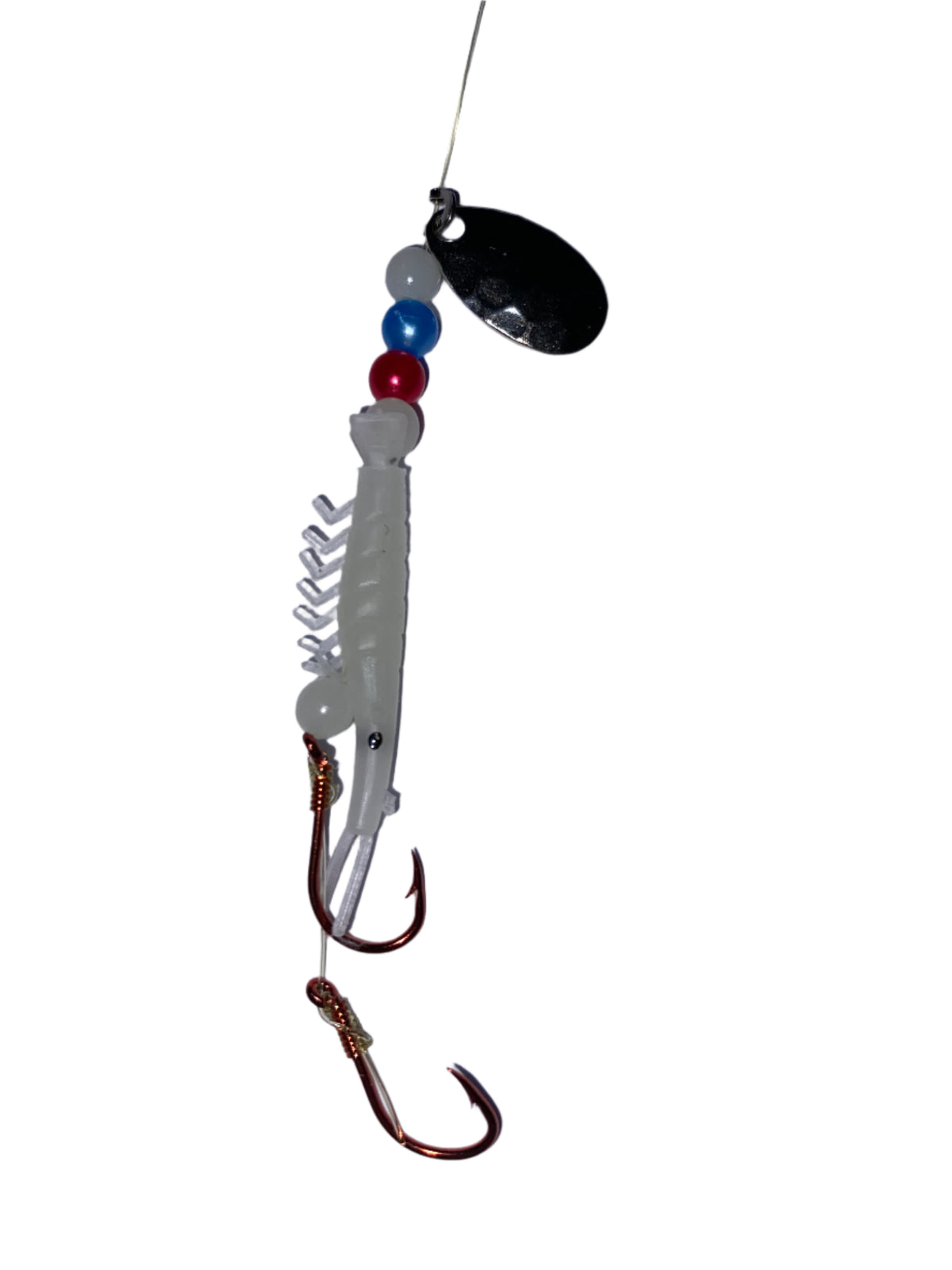 KOKOPROS® luminous micro shrimp #13, Ghost White, nickel spinner blade