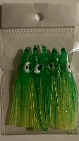 5CM LUMINOUS Squid Skirts #10  Green Chartreuse 5-Packs