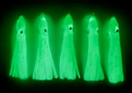 A+ LUMINOUS 6cm Octopus Hoochies w/Nickel Spinner Blade #5- Real Glow