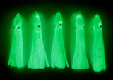 A+ LUMINOUS 6cm Octopus Hoochies w/Nickel Spinner Blade #5- Real Glow