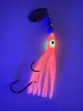 A+ LUMINOUS MICRO HOOCHIE #2 - HOT PINK with PINK Spinner Blade #1 Seller of all time
