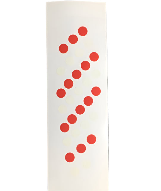KOKOPROS® Hyper Glow polka dot stickers for 5 1/2-inch teardrop flashers, 5-pack, red dot sheet
