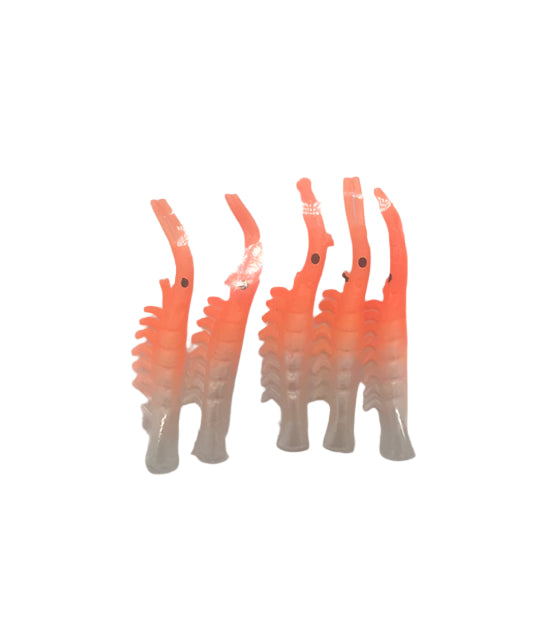 KOKOPROS® UV dyed kokanee shrimp #9, orange and white, 4.5 cm, 5-pack, five shrimp