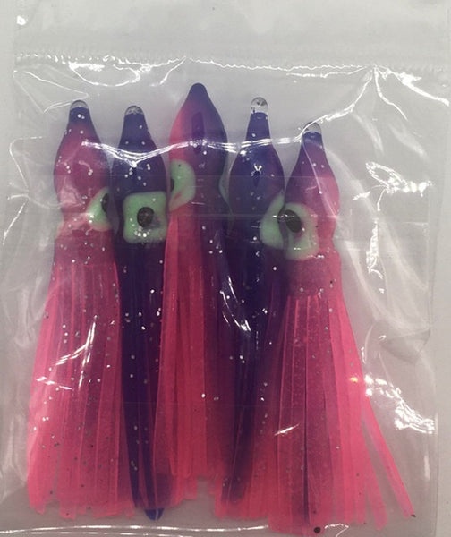 Squid skirts - 5cm Pink & Purple Squid Skirts (5-PACK) Non Luminous