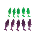 10-Pack of 5cm Glow Purple Fish & Green Fish
