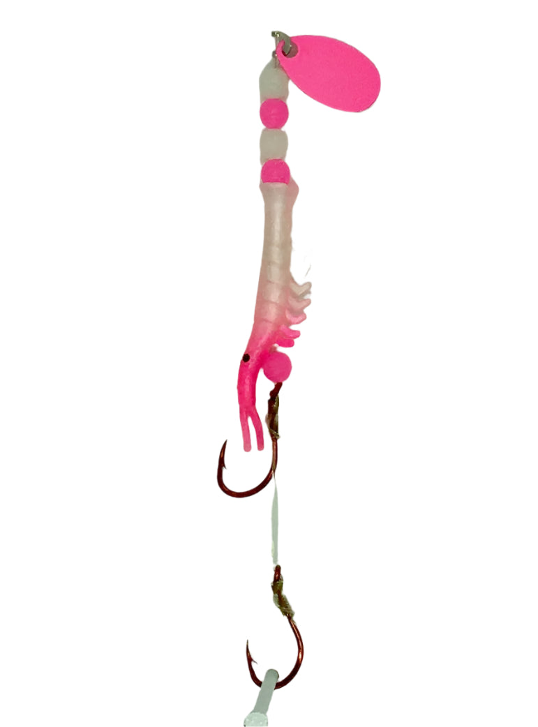 KOKOPROS® UV micro shrimp #03, Pink and White, nickel spinner blade, full rig