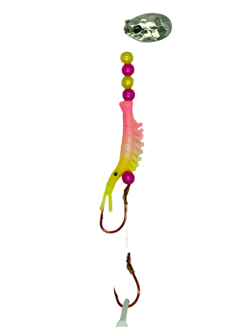 KOKOPROS® UV micro shrimp #05, Yellow and Pink, nickel spinner blade, full rig
