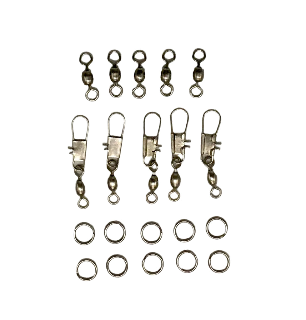 KOKOPROS® hardware for a 5-pack of dodger blanks, swivels, snaps and split rings