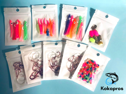 20 DIY Micro Shrimp & Squid Skirt Kit - All Components included, even *20 Pre Tied Hooks!