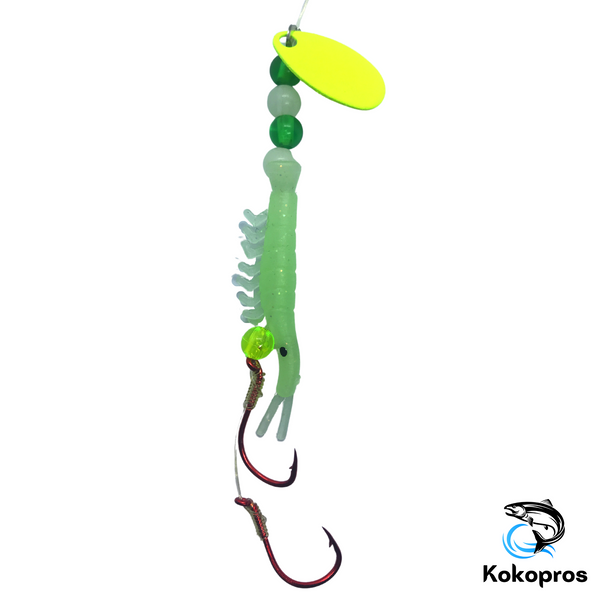 Shrimp - KOKOPROS Luminous Micro Shrimp #11- Lt. Green w/Chartreuse Spinner Blade