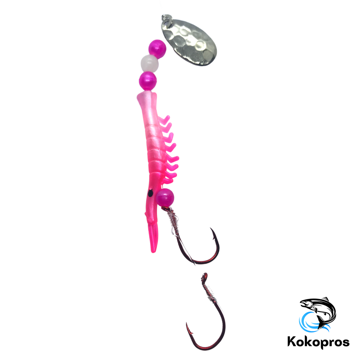 KOKOPROS® UV micro shrimp #03, Pink and White, nickel spinner blade