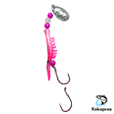 Shrimp - KOKOPROS® UV Micro Shrimp #03 - Pink and White with Nickel Spinner Blade