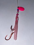 A+ LUMNOUS Micro Hoochie #01 - Light Pink w/Pink Spinner Blade- Top Seller!