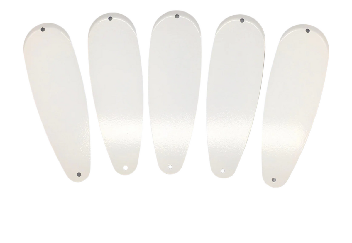 Dodger Blanks _ Blank WHITE Powder Coated Teardrop Flashers 5 1/2