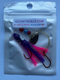 A+ Luminous Purple and Pink Octopus Hoochie with Nickel Spinner Blade #6
