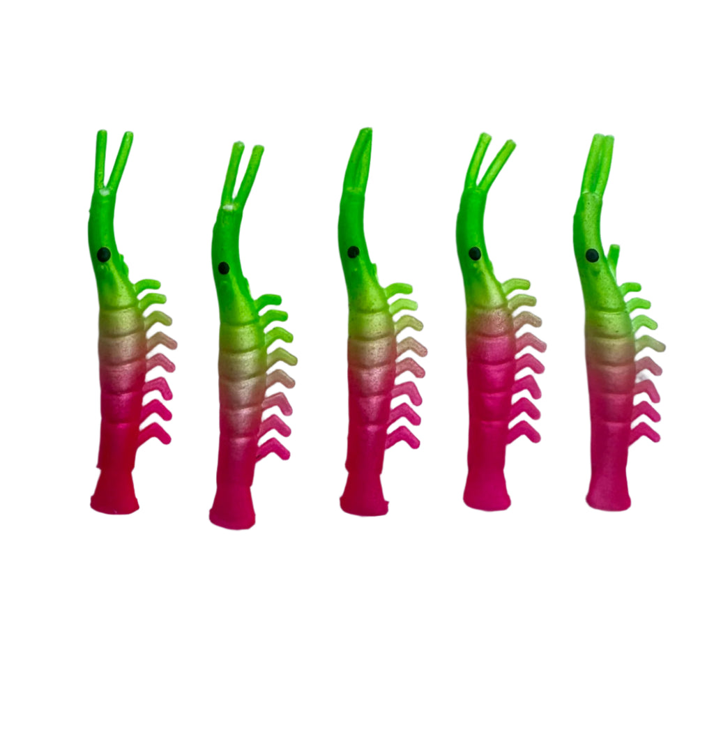 KOKOPROS® UV dyed kokanee shrimp #6, green and pink, 4.5 cm, 5-pack, alternate view