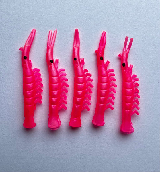 Shrimp - UV Micro Shrimp- Hot Pink #2-with Size #1 Nickle Spinner Blade