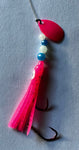 A+ LUMINOUS MICRO HOOCHIE #2 - HOT PINK with PINK Spinner Blade #1 Seller of all time