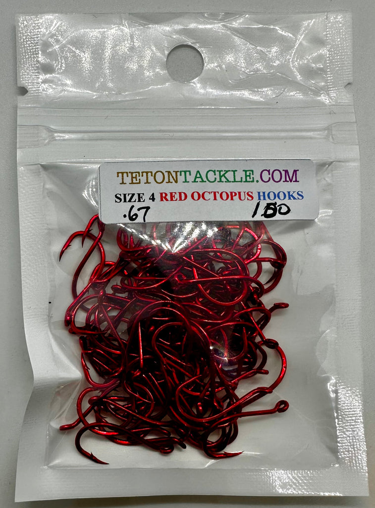 Hooks - Red Octopus Hooks - Size 4 - 100-PACK $10.95 – Teton Tackle